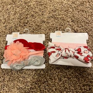 Two packs Carters Just One You Baby Girl Headbands - Pink/Red Hearts - New
